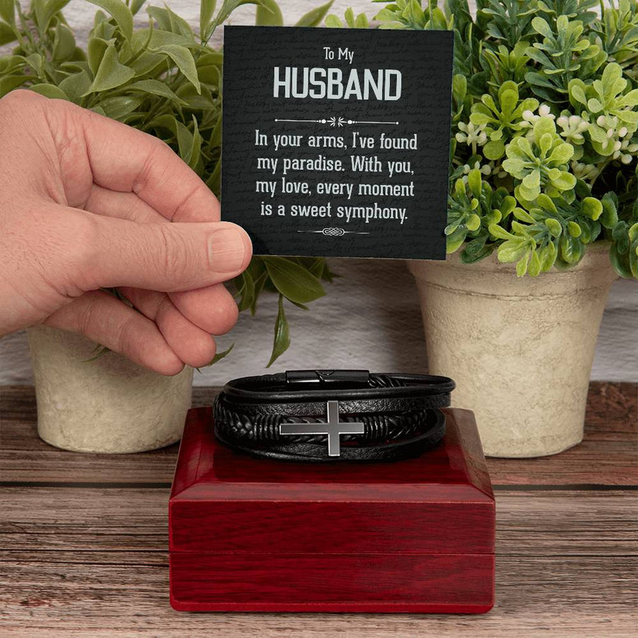 To My Man Leather Bracelet, Unique Birthday Gifts for Husband, In Your Arms, I've Found My Paradise