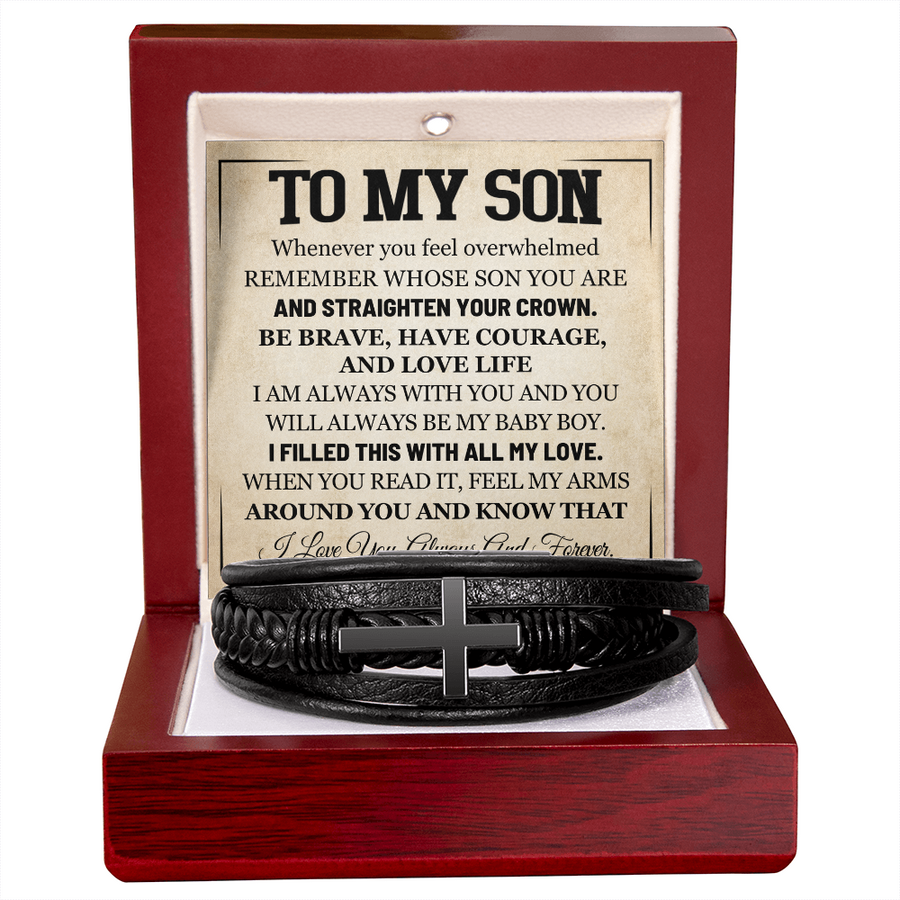 Mother to Son Leather Bracelet, Men Birthday Bracelet for Son from Mom and Dad