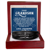 Load image into Gallery viewer, To My Grandson Bracelet from Grandma, I Thank the Lord for Giving Me Such a Wonderful Grandson

