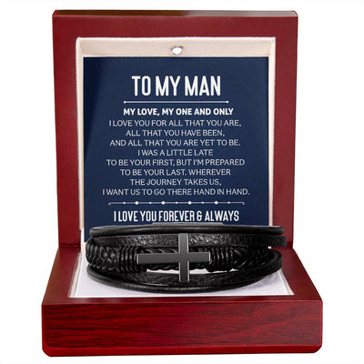 Load image into Gallery viewer, To My Man Men&amp;#39;s Cross Bracelet - My Love, My One and Only Men&amp;#39;s Cross Bracelet
