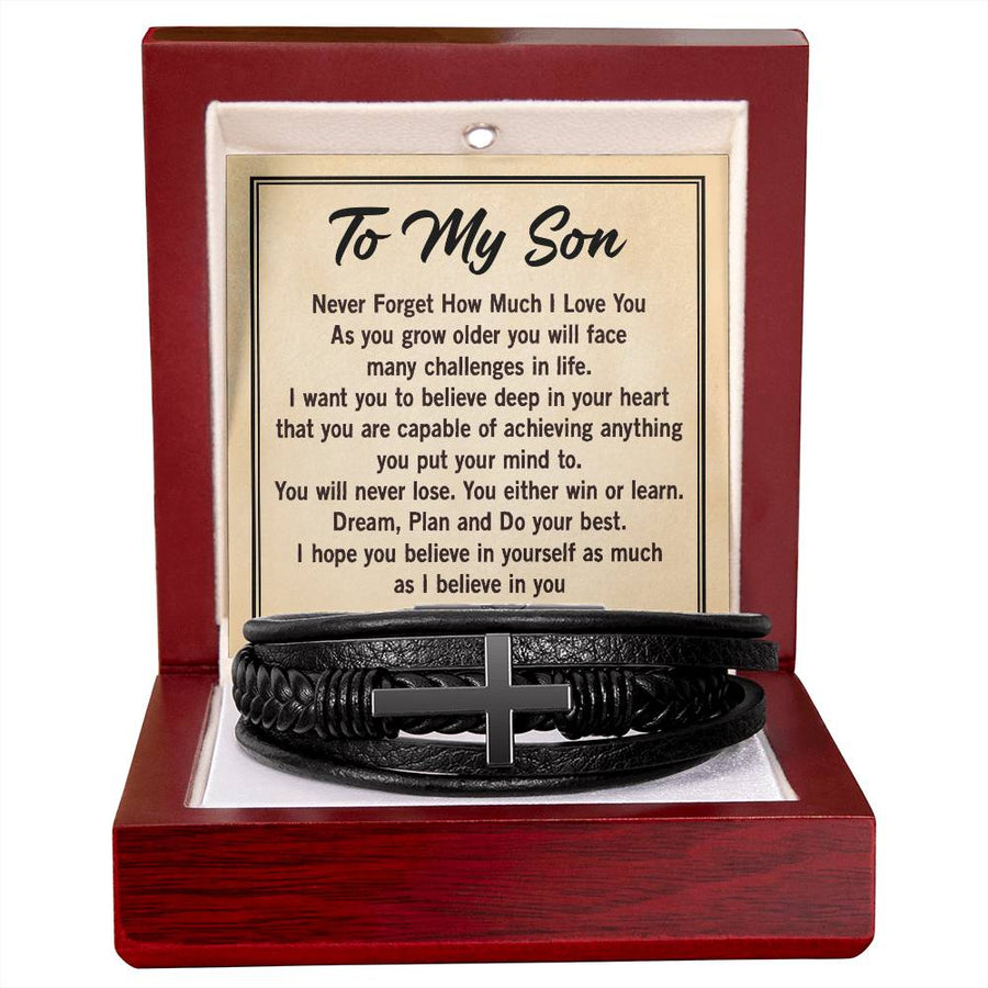 To My Son Bracelet from Mom and Dad, Mother to Son Leather Bracelet, Unique Birthday Day Gifts
