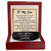 Load image into Gallery viewer, To My Son Bracelet from Mom and Dad, Mother to Son Leather Bracelet, Unique Birthday Day Gifts

