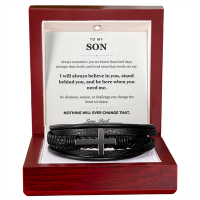 Load image into Gallery viewer, To My Son Always Believe Men&amp;#39;s Cross Bracelet Gift from Dad

