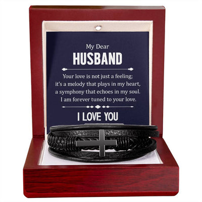 Load image into Gallery viewer, To My Husband Men&amp;#39;s Cross Bracelet - Your Love in Not Just
