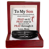Load image into Gallery viewer, To My Son Bracelet from Mom, Pray on It, Pray Over It, But Most of All Pray Through It
