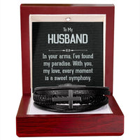 Load image into Gallery viewer, To My Man Leather Bracelet, Unique Birthday Gifts for Husband, In Your Arms, I&#39;ve Found My Paradise
