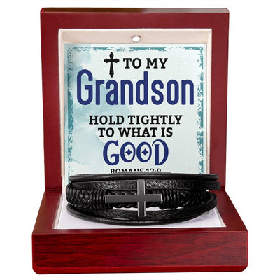 Load image into Gallery viewer, To My Grandson Bracelet from Grandparents, Hold Tightly to What Is Good
