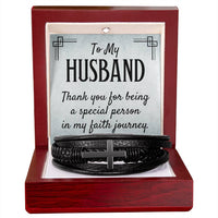 Load image into Gallery viewer, To My Husband Men&#39;s Cross Bracelet - Thank You for Being a Special Person in My Faith
