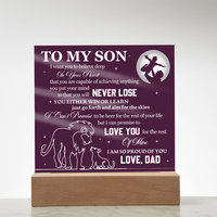 Load image into Gallery viewer, To My Son Printed Acrylic Plaque with LED Base – Birthday, Graduation, Holiday Gift
