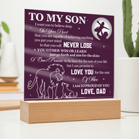 Load image into Gallery viewer, To My Son Printed Acrylic Plaque with LED Base – Birthday, Graduation, Holiday Gift
