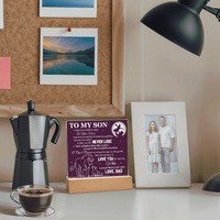 Load image into Gallery viewer, To My Son Printed Acrylic Plaque with LED Base – Birthday, Graduation, Holiday Gift
