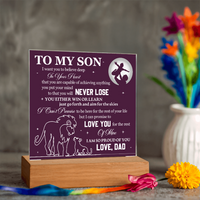 Load image into Gallery viewer, To My Son Printed Acrylic Plaque with LED Base – Birthday, Graduation, Holiday Gift
