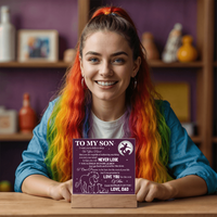 Load image into Gallery viewer, To My Son Printed Acrylic Plaque with LED Base – Birthday, Graduation, Holiday Gift
