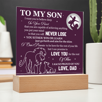 Load image into Gallery viewer, To My Son Printed Acrylic Plaque with LED Base – Birthday, Graduation, Holiday Gift
