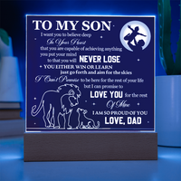 Load image into Gallery viewer, To My Son Printed Acrylic Plaque with LED Base – Birthday, Graduation, Holiday Gift
