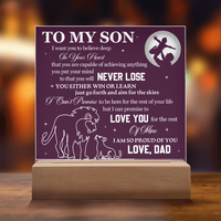 Load image into Gallery viewer, To My Son Printed Acrylic Plaque with LED Base – Birthday, Graduation, Holiday Gift
