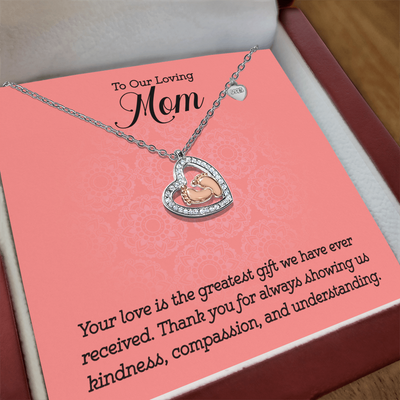 Load image into Gallery viewer, To Our Loving Mom Baby Feet Heart Necklace – Gift for Mother&amp;#39;s Day, Birthday, or New Mom
