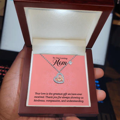 Load image into Gallery viewer, To Our Loving Mom Baby Feet Heart Necklace – Gift for Mother&amp;#39;s Day, Birthday, or New Mom
