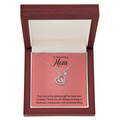 Load image into Gallery viewer, To Our Loving Mom Baby Feet Heart Necklace – Gift for Mother&amp;#39;s Day, Birthday, or New Mom
