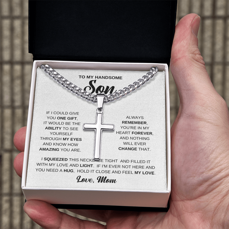 To My Son Cuban Chain Necklace From Mom, Son Necklace From Dad, Mother And Sons Necklaces