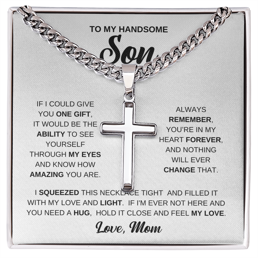 To My Son Cuban Chain Necklace From Mom, Son Necklace From Dad, Mother And Sons Necklaces