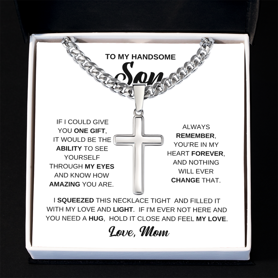 To My Son Cuban Chain Necklace From Mom, Son Necklace From Dad, Mother And Sons Necklaces