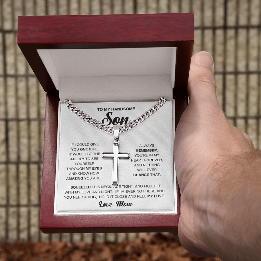 To My Son Cuban Chain Necklace From Mom, Son Necklace From Dad, Mother And Sons Necklaces