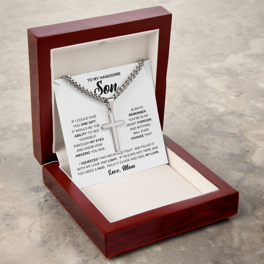 To My Son Cuban Chain Necklace From Mom, Son Necklace From Dad, Mother And Sons Necklaces