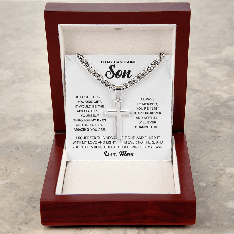 To My Son Cuban Chain Necklace From Mom, Son Necklace From Dad, Mother And Sons Necklaces