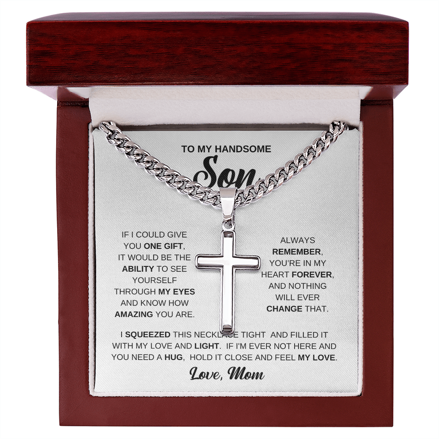 To My Son Cuban Chain Necklace From Mom, Son Necklace From Dad, Mother And Sons Necklaces