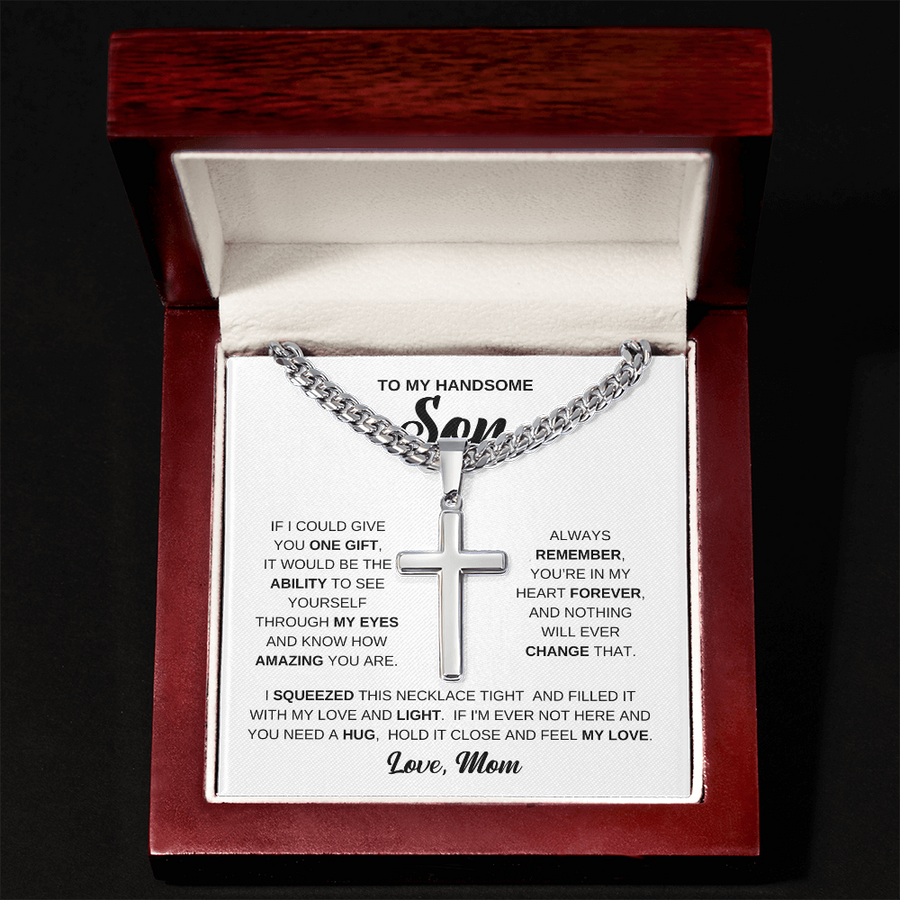 To My Son Cuban Chain Necklace From Mom, Son Necklace From Dad, Mother And Sons Necklaces