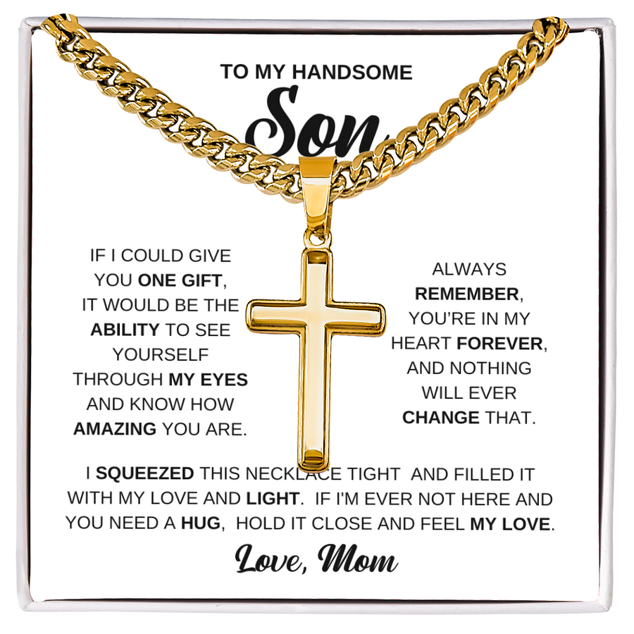 To My Son Cuban Chain Necklace From Mom, Son Necklace From Dad, Mother And Sons Necklaces