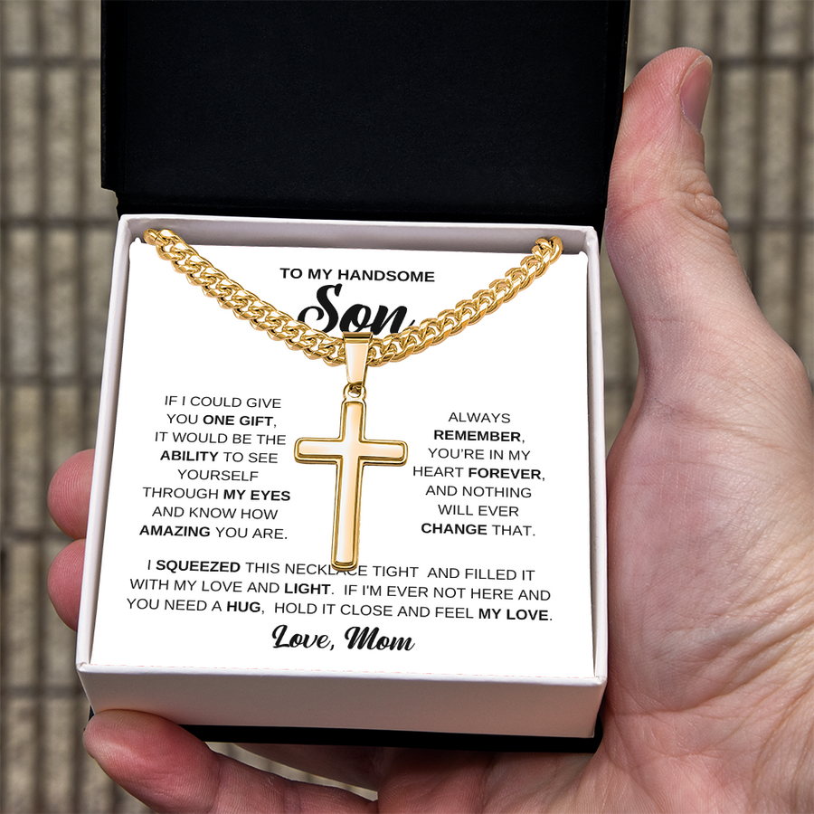To My Son Cuban Chain Necklace From Mom, Son Necklace From Dad, Mother And Sons Necklaces