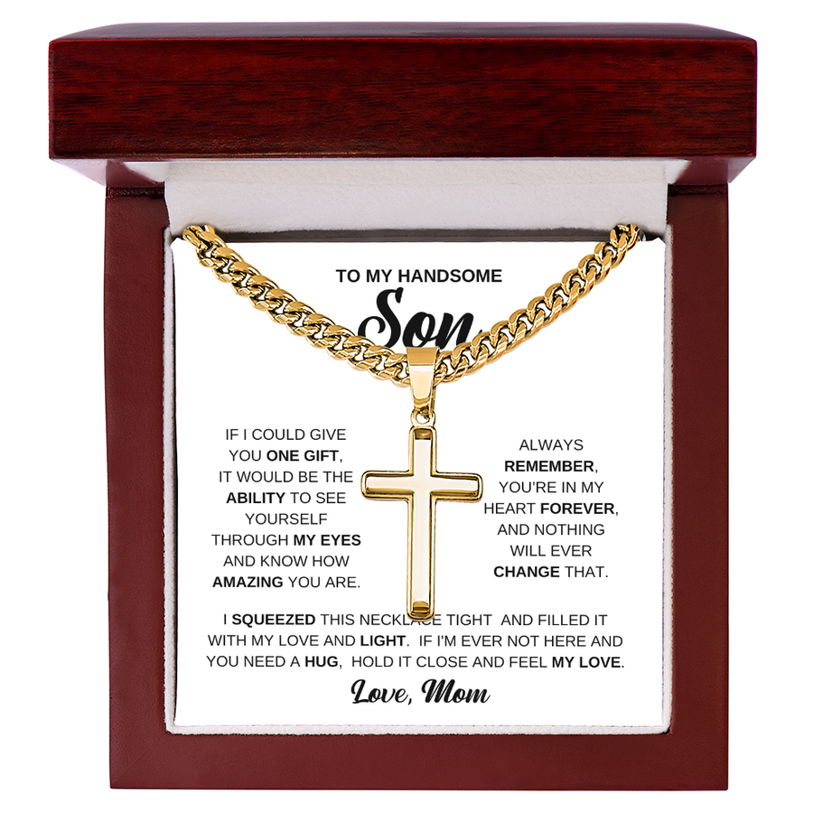 To My Son Cuban Chain Necklace From Mom, Son Necklace From Dad, Mother And Sons Necklaces