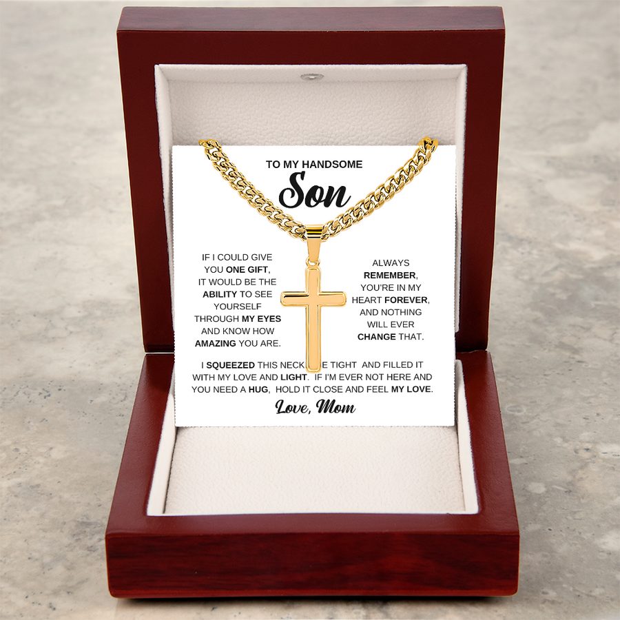 To My Son Cuban Chain Necklace From Mom, Son Necklace From Dad, Mother And Sons Necklaces
