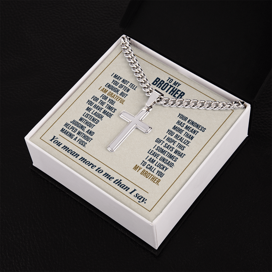 To My Brother - Lucky to Call You My Brother - Cross Necklace