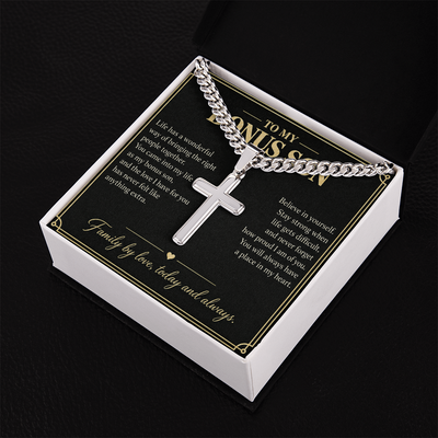 Load image into Gallery viewer, To My Bonus Son Family by Love Personalized Cross Necklace Gift
