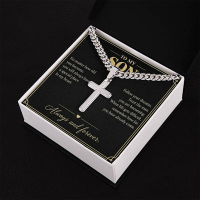 Load image into Gallery viewer, To My Son Always and Forever Personalized Cross Necklace Gift
