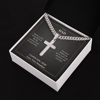 Load image into Gallery viewer, To My Dad Cuban Link Cross Necklace from Daughter | I Love You Dad Gift
