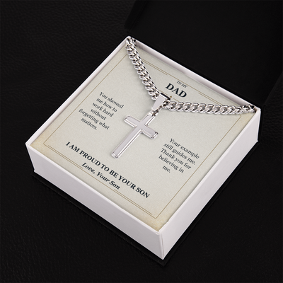 Load image into Gallery viewer, To My Dad Cuban Link Cross Necklace from Son | Proud to Be Your Son
