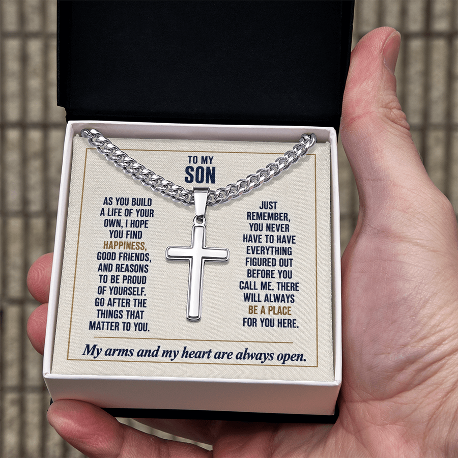 To My Son - My Heart Is Always Open - Cross Necklace