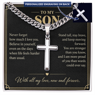 Load image into Gallery viewer, To My Son Believe in Yourself Personalized Cross Necklace Gift
