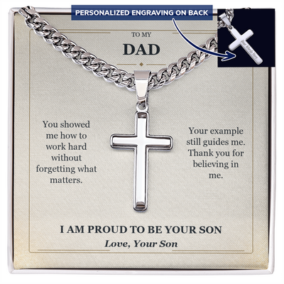 Load image into Gallery viewer, To My Dad Cuban Link Cross Necklace from Son | Proud to Be Your Son
