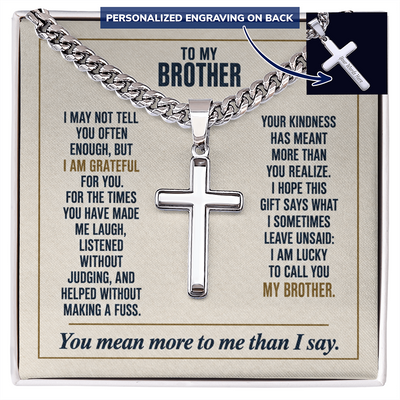 Load image into Gallery viewer, To My Brother - Lucky to Call You My Brother - Cross Necklace
