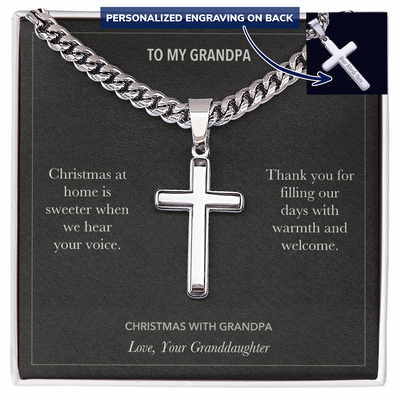 Load image into Gallery viewer, To My Grandpa, Christmas At Home Gift - Personalized Cross Cuban Link Chain Gift
