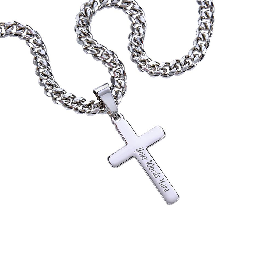 To My Son My Love Goes With You Personalized Cross Necklace Gift
