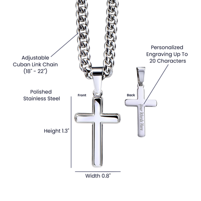 Load image into Gallery viewer, To My Grandson Cuban Link Cross Necklace from Grandpa | Courage and Kindness
