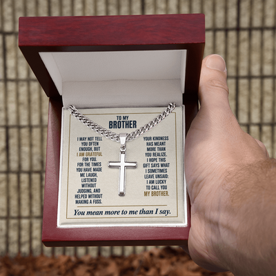 Load image into Gallery viewer, To My Brother - Lucky to Call You My Brother - Cross Necklace
