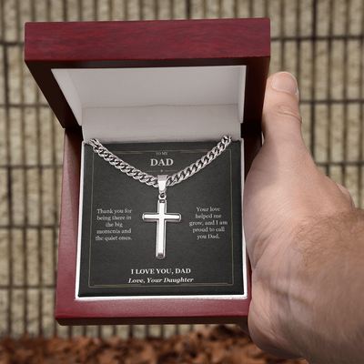 Load image into Gallery viewer, To My Dad Cuban Link Cross Necklace from Daughter | I Love You Dad Gift
