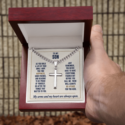 Load image into Gallery viewer, To My Son - My Heart Is Always Open - Cross Necklace
